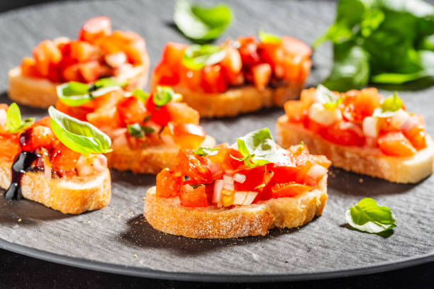 istock Classic italian bruschetta served on board 1137529602