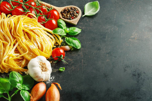 istock Italian food background on dark 1137529740