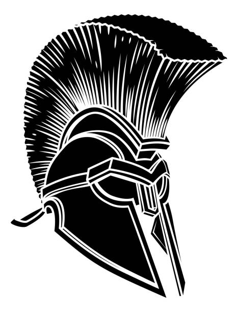 ilustrações, clipart, desenhos animados e ícones de capacete do grego antigo de spartan - roman army isolated on white classical greek