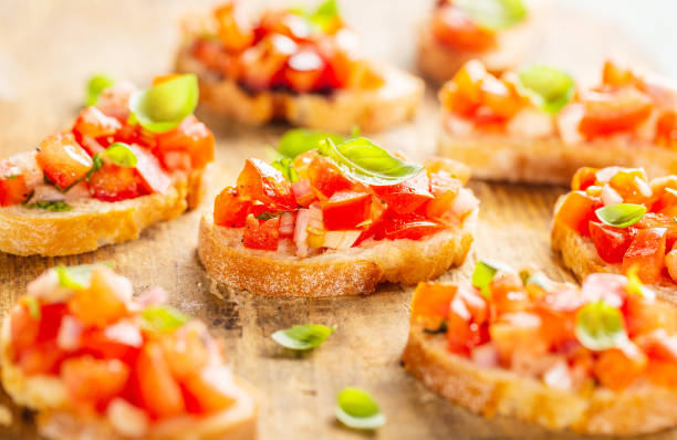 istock Classic italian bruschetta served on board 1137530201