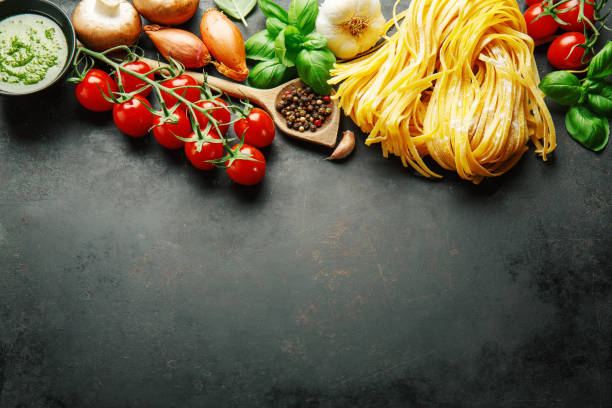 istock Italian food background on dark 1137530651