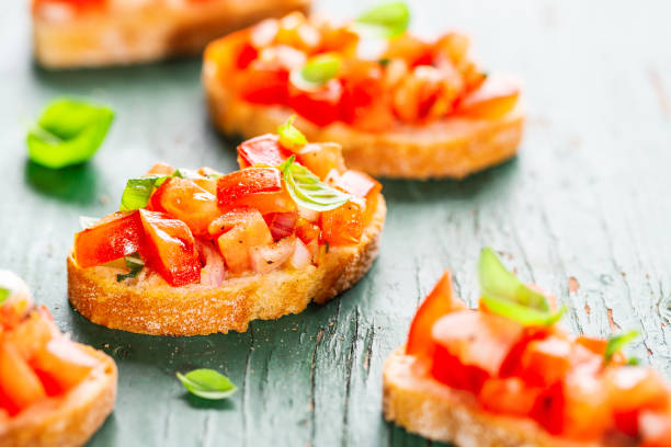istock Classic italian bruschetta served on board 1137530781