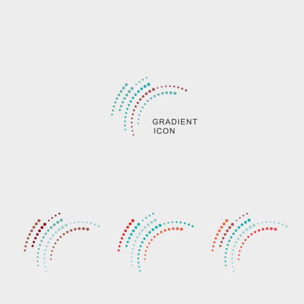 set of gradient curve dots icon set of gradient curve dots icon fashion icons stock illustrations