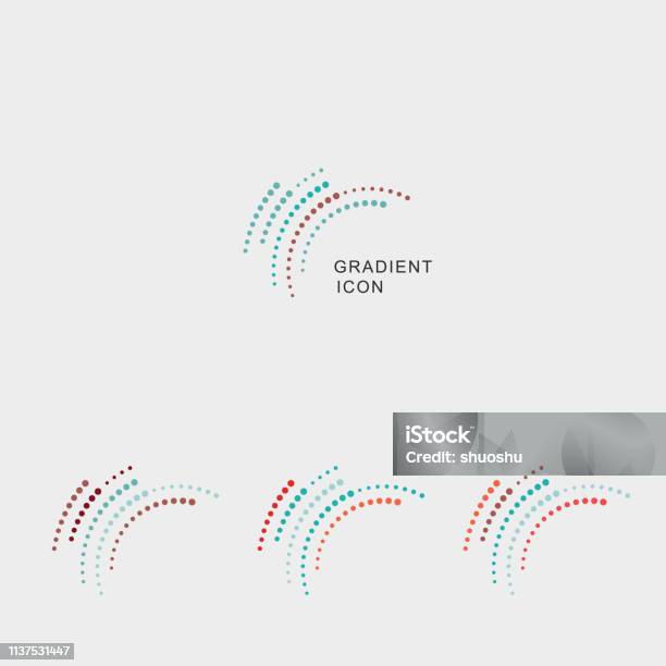 Set Of Gradient Curve Dots Icon Stock Illustration - Download Image Now - Logo, Circle, Spotted