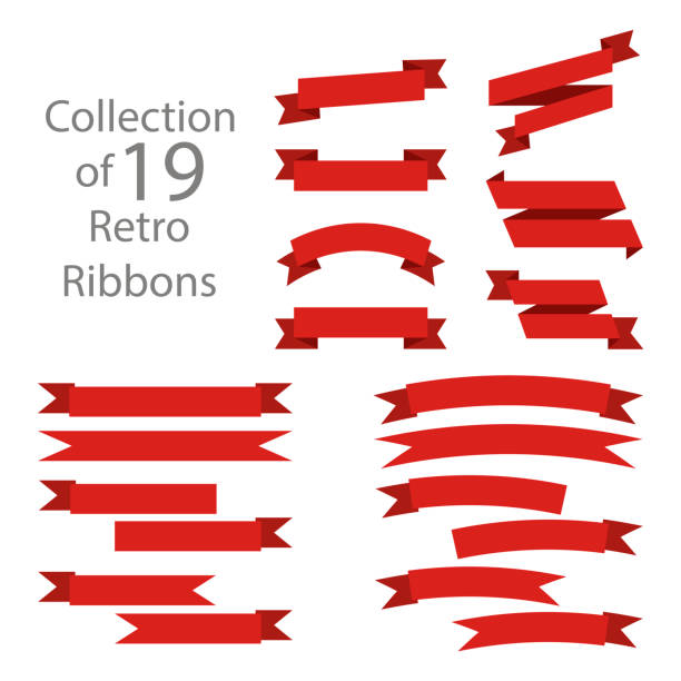 illustrations, cliparts, dessins animés et icônes de ensemble de ruban rouge de couleur sur le fond blanc - banderole signalisation