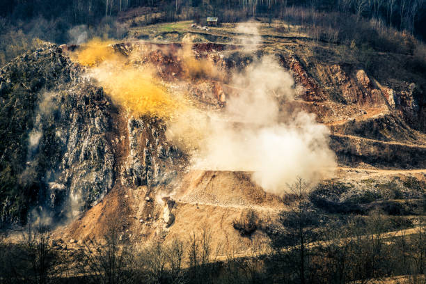 120+ Exploding Rock Environmental Damage Dynamite Stock Photos ...
