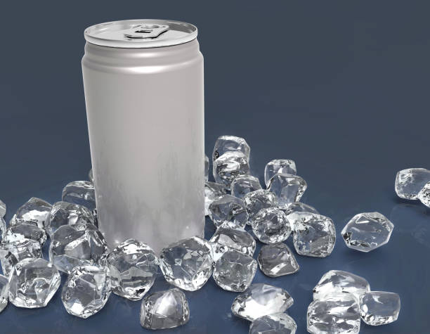 istock Blank aluminium can mockup and ice cube on clear background. Can place for your design,3D illustration 1137540482