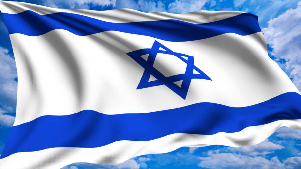 istock flag of Israel with fabric structure against a cloudy sky 1137544363