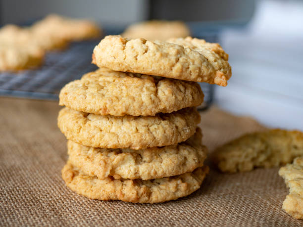 istock Baked Traditional Anzac biscuits on a Wooden Table 1137545125