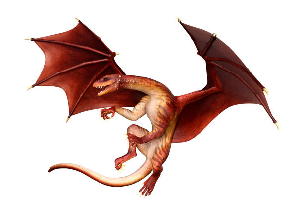 istock 3D illustration red fantasy dragon on white 1137547180