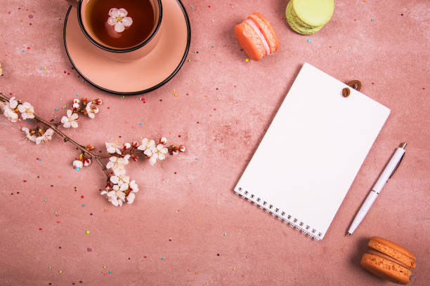 istock A cup of tea in the spring decoration. View from above. Place for text. 1137547296