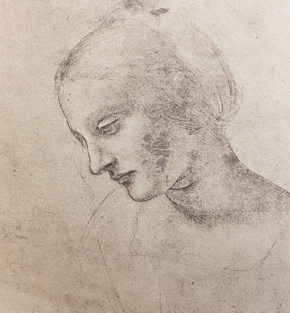 istock Etude for Madonna Litta by Leonardo Da Vinci in a vintage book 1137548957