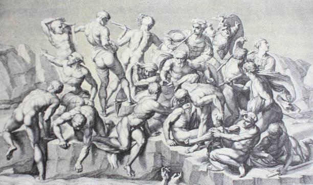 istock War of Pisa by Michelangelo in a vintage book 1137549426
