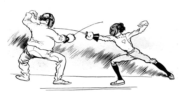 istock Antique humor cartoon illustration: Fencing 1137550121