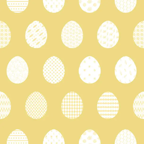 Vector illustration of Fresh yellow pattern with white Easter eggs