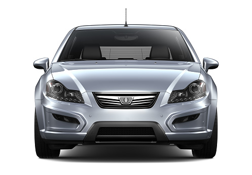 Ilustración 3D de la vista del coche-delantero de plata genérica photo