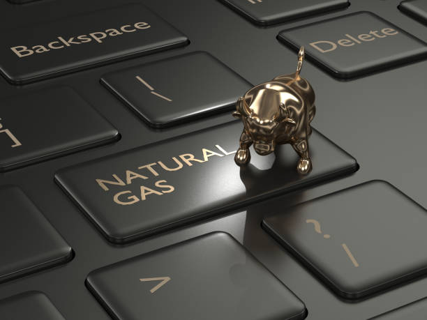 istock 3d render of keyboard with natural gas button and bull 1137552173