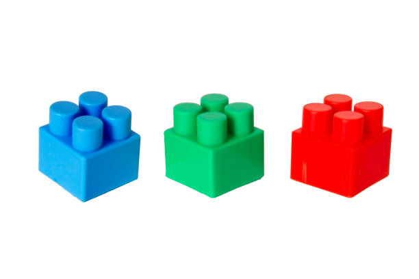 istock details of a children's plastic constructor on a white background. colored cubes. block. 1137552649