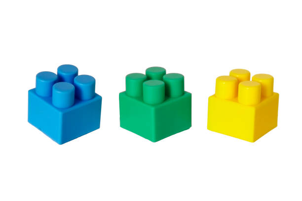 istock details of a children's plastic constructor on a white background. colored cubes. block. 1137552652