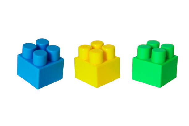 istock details of a children's plastic constructor on a white background. colored cubes. block. 1137552659