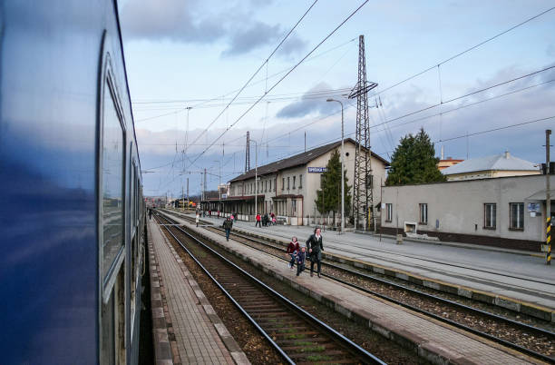 Spisska Nova Ves, Slovakia, April 8, 2012 - Nighttrain at Spisska Nova Ves station.