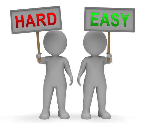 istock Easy Vs Hard Signs Portray Choice Of Simple Or Difficult Way - 3d Illustration 1137560818