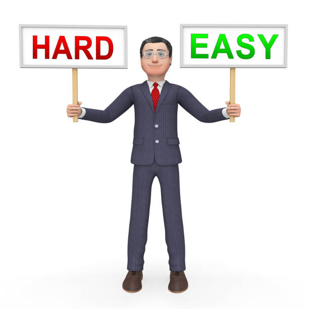 istock Easy Vs Hard Signs Portray Choice Of Simple Or Difficult Way - 3d Illustration 1137561184