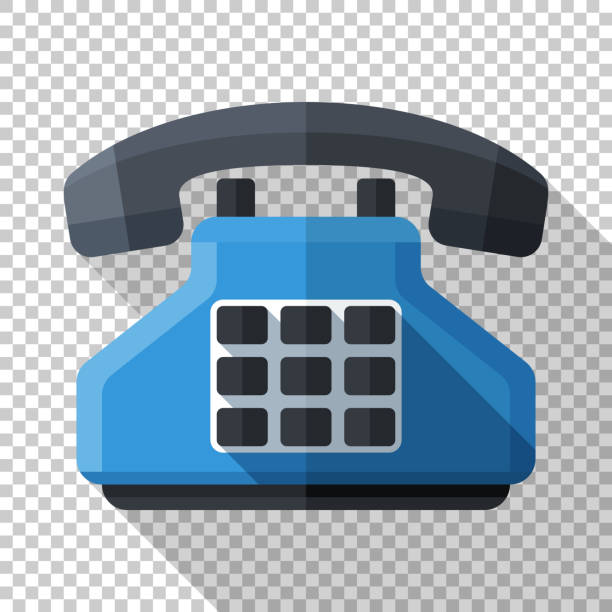 tastendruck-telefon-symbol im flachen stil mit langem schatten auf transparentem hintergrund - push button keypad symbol technology stock-grafiken, -clipart, -cartoons und -symbole