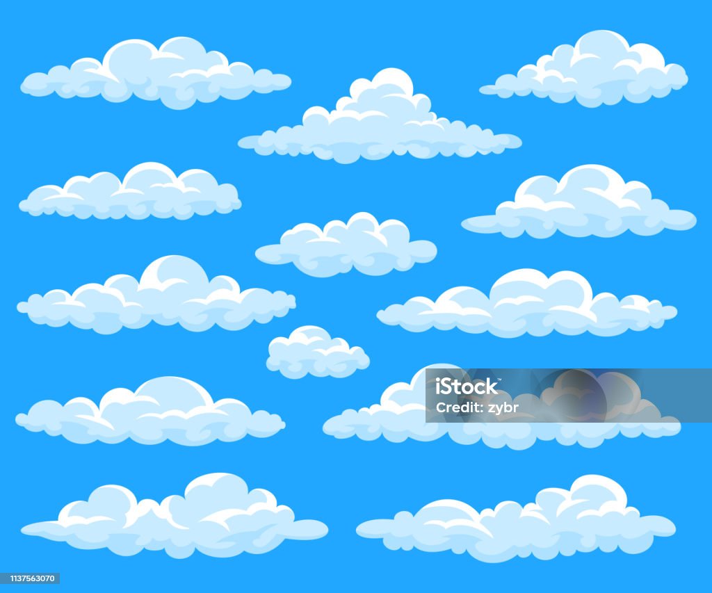 Set Of Cartoon Clouds Stock Illustration - Download Image Now
