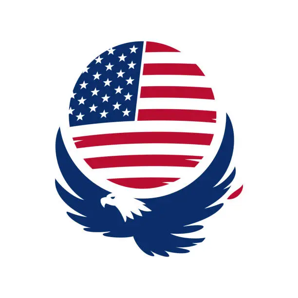 Vector illustration of USA flag and eagle