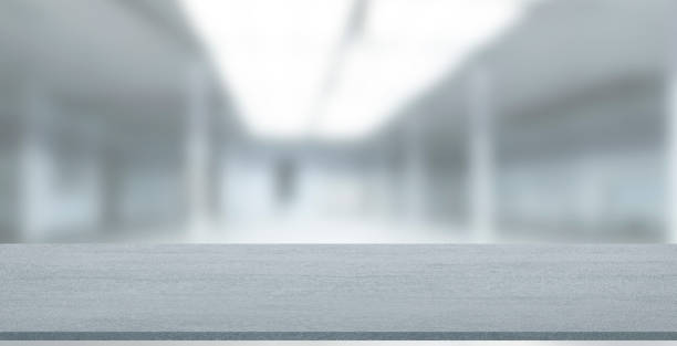 istock Empty stone table with blurred soft light factory business background. product display template. Business presentation. Mock up template for display. 1137568458