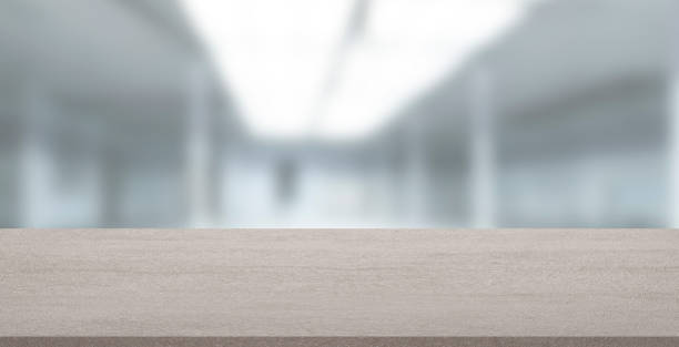 istock Empty stone table with blurred soft light factory business background. product display template. Business presentation. Mock up template for display. 1137568485