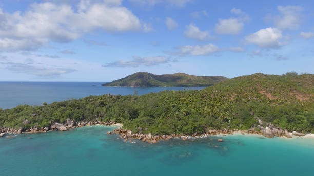istock Aerial view of Seychelles coastline from drone 1137575016