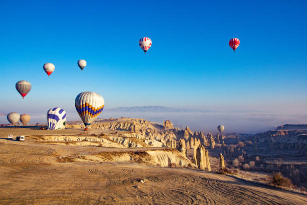 istock Beautiful sunrise view from balloon at Cappadocia, Turkey. 1137578081