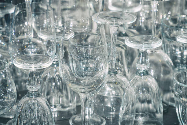 istock Lots of Clean empty wine glasses on table 1137580371