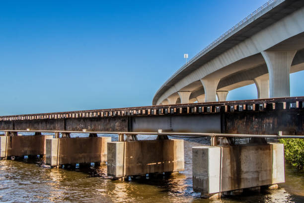 istock Roosevelt bridge and railway crossing at Stuart, Florida 1137587375