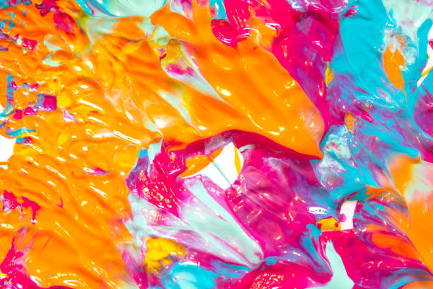 istock Pink, Blue Orange Messy Paint Splatters On White Background 1137590734