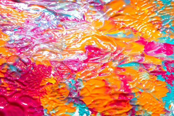 istock Pink, Blue Orange Messy Paint Splatters On White Background 1137590902