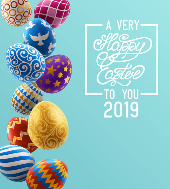 справочная информация с окрашенными яйцами - easter holiday religion holidays and celebrations stock illustrations