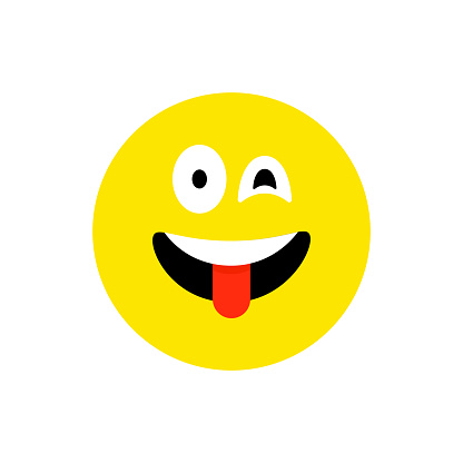 Happy Face Smiling Emoji With Open Mouth Funny Smile Flat Style Cute  Emoticon Symbol Smiley Laugh Icon For Mobile App Messenger Expressive  Cartoon Avatar On White Backdrop Stock Illustration - Download Image