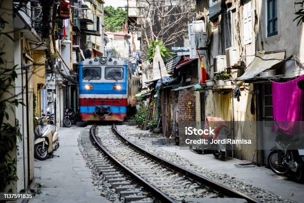 Railroad Tracks In Hanoi Stock Photo - Download Image Now - Hanoi, Vietnam, Train - Vehicle