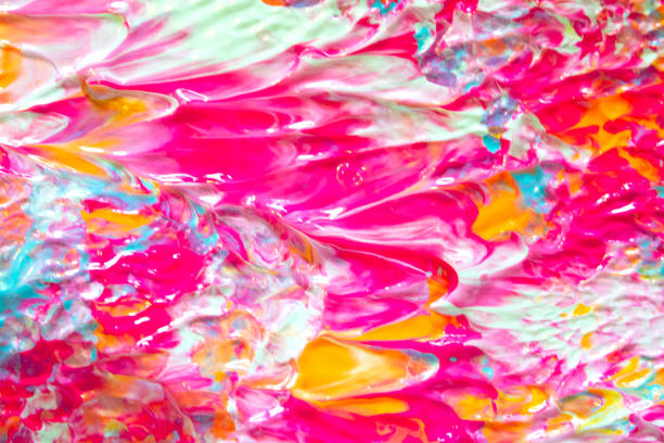 istock Pink, Blue Orange Messy Paint Splatters On White Background 1137591876