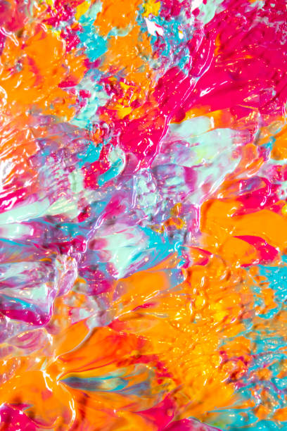 istock Pink, Blue Orange Messy Paint Splatters On White Background 1137592088