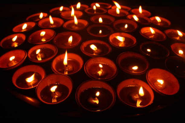 istock Diwali lamps - Diyas arranged in a tray 1137592424