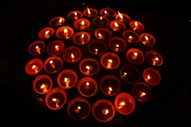 istock Diwali lamps - Diyas arranged in a tray 1137592426