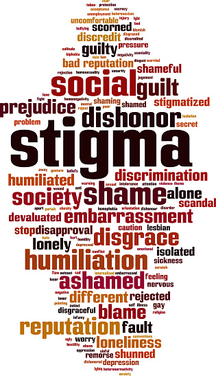 Stigma word cloud concept. Collage made of words about stigma. Illustration