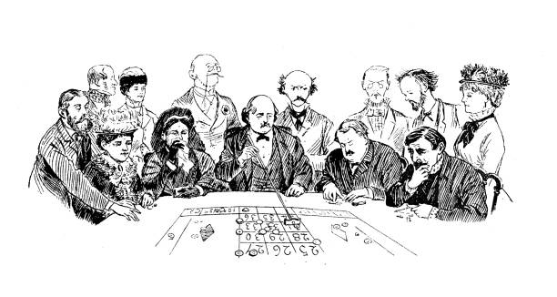 Antique illustration by Randolph Caldecott: At the casino
