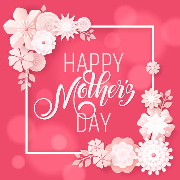 istock Hand drawn lettering Mothers Day. Spring banner. Origami flower frame. Vector Illustration EPS10 1137599764