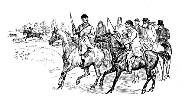 istock Antique illustration by Randolph Caldecott: Hunting scene 1137601055