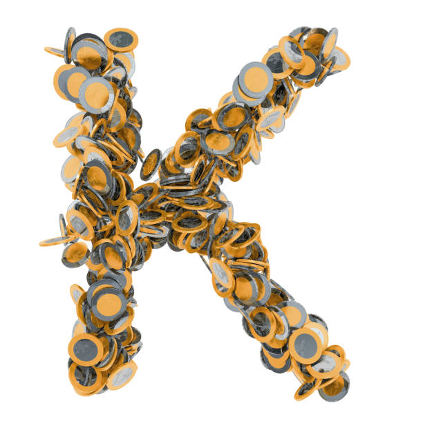 istock Alphabet letter K from euro coins. 3D rendering isolated on white background 1137605983